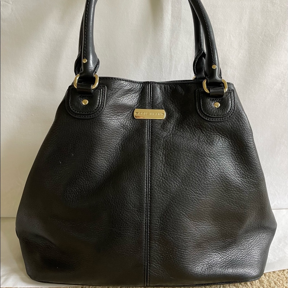 Cole Haan Large Tote Black Pebble Leather Satchel